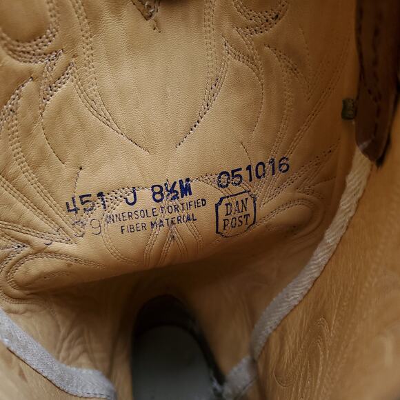 Dan Post Brown Leather Cowboy Boots Lizard Exotic 451 J 8.5M 051016 Size 8.5 M - Picture 16 of 16